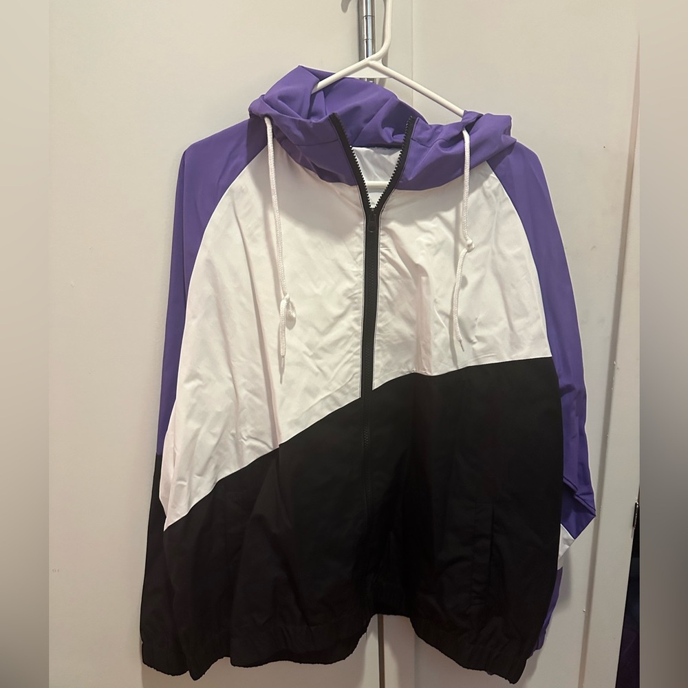 Colorblock Drawstring Zipper Windbreaker Jacket - Picture 4 of 6